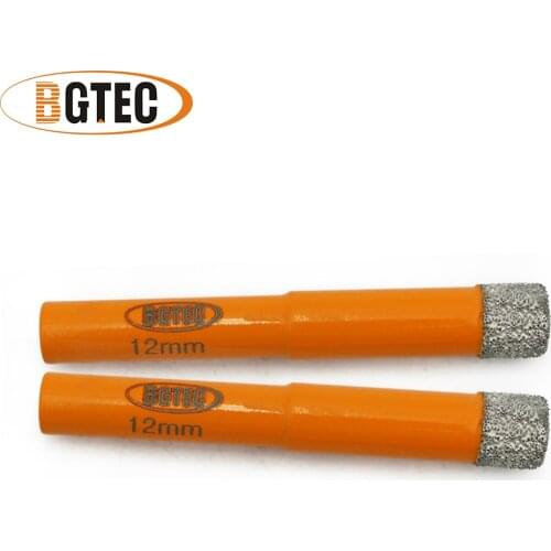 BGTEC 2pcs Dia 12mm Dry Vaccum Brazed drilling bits with Round shank Diamond drill bits marble,Masonry drill core bits