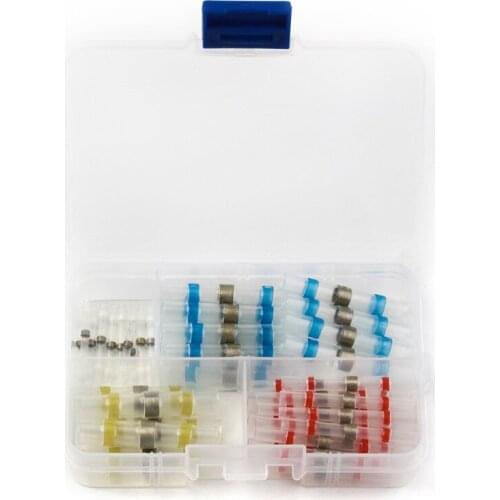 50pcs Waterproof Solder&Seal Heat Shrink Butt Connectors Soldering Sleeve Electrical Wire Cable Connector Mixed 4Sizes with Box