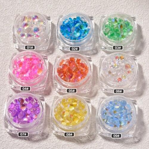 Candy Colors Mixed Size Round Glass Crystal Beads AB 3D Nail Art Rhinestones DIY Flatback Acrylic Stones Decorations Nails Art