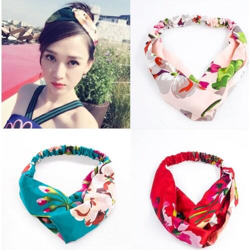 Women Bohemian Hair Bands Print Headbands Cross Turban Bandage Bandanas HeadBand Lady Elegant Hair Accessories Headwrap Headwear