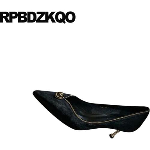 High heels slip on scarpin 8cm medium thin pumps 2019 pointed toe size 4 34 cheetah black fashion brand designer shoes women new