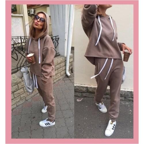 2020 Autumn Hooded Sweatshirts And Pants Trackusit Long Sleeve Two Piece Sets Sportsuit Matching Pocket Womens Clothes Outfits