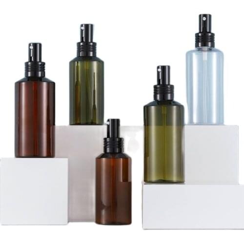 100ml CLEAR/BROWN/GREEN PLASTIC PET BOTTLE BLACK PUMP LOTION EMULSION SERUM FOUNDATION HYALURONIC HYDRATING SKIN CARE COSMETIC