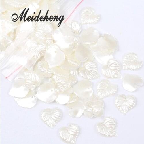 16*15mm DIY jewelry Making Beads heart-shaped Simulated pearl leaves cream white-ivory ABS material handmade 160 pieces/bag