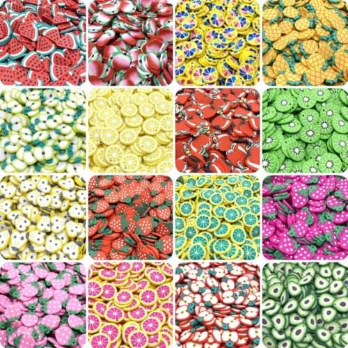 20Pcs/lot 20mm Fruit Beads Flakes Clay Beads Mixed Color Polymer Clay Spacer Beads For Jewelry Making DIY Bracelet Hairpin