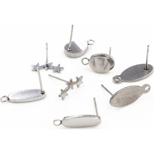 20pcs/Lot 316L Stainless Steel Geometric Polygonal Earring Stud Earring Posts Connector For DIY Earring Jewelry Making Supplies