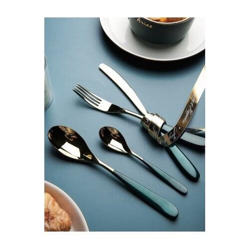 4pcs/set tableware with box 304 stainless steel fork spoon knife set home steak fruit dessert fork Holiday gifts