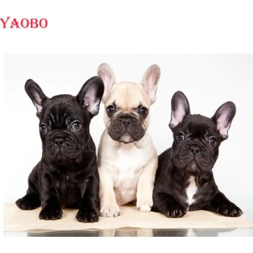 5d diy Diamond Painting French bulldog Diamond Embroidery cute pets dog full drill square round Rhinestones Pictures mosaic kit