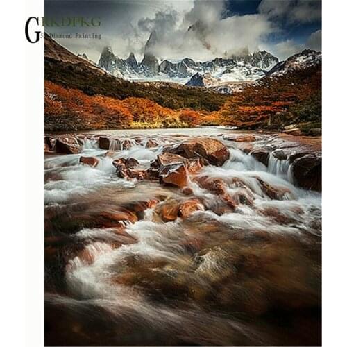5D diy diamond painting Mountain torrent full square diamond embroidery Cross stitch pictures of rhinestones Wedding decoration