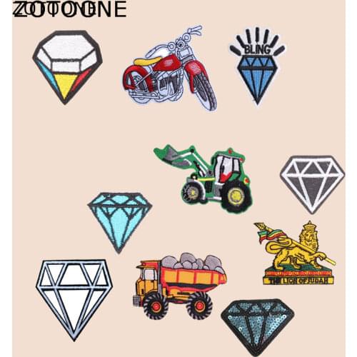 ZOTOONE Diamond Patch Motorcycle Car Stickers for Kids Iron on Patches for Clothing Heat Transfer Diy Accessory Appliques G