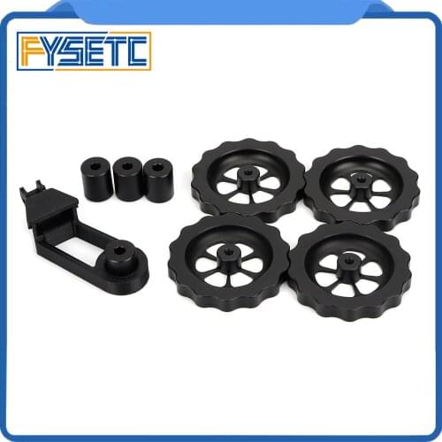 Aluminum Solid Spacer and Solid Bed Mount Strain Relief Bracket + Knob Leveler M4 Thread Twist Leveling Black For CR-10/ CR10S