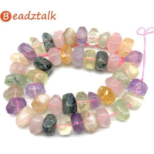 Natural Stone Beads Colorful Crystals Pink Purple 10x14 mm Disc Tube Faceted for DIY Jewelry Making Supplies