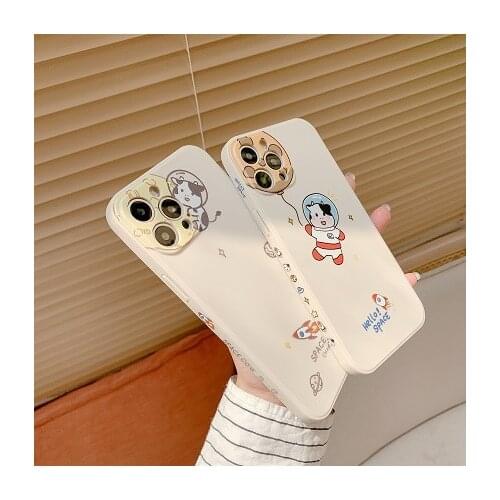 Moon Balloon Lens Cow Astronaut phone Case for iphone 11 12 pro xs max 6 6S 7 8 Plus X XR 12 Mini Cartoon Cute Planet Star Cover