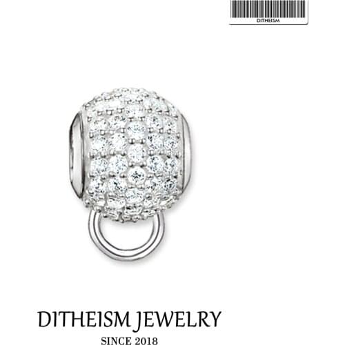 DIY Beads Carrier White CZ Pave Charm 5mm Hole,2018 Fashion Silver Jewelry Romantic Gift For Women Girl Fit Bracelets Necklace