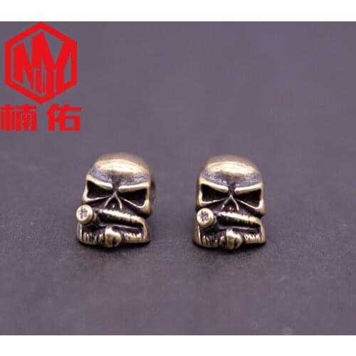 EDC Paracord Knife Beads Cigar Skull Brass Bracelet Rope Decoration Accessories