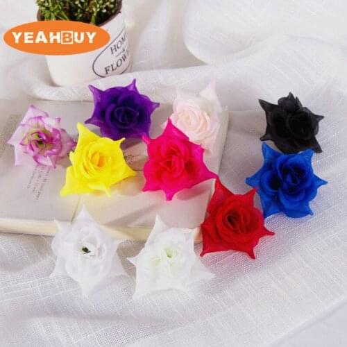 30Pcs 8Colors 5CM Artificial Silk Tea Rose Flower Heads For Wedding Decoration Small Tea Bud Hairpin Wreath DIY Accessories