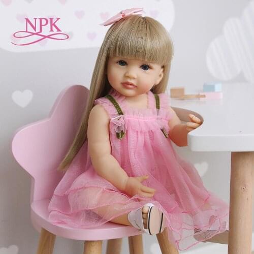 55CM original NPK lifelike bebe doll reborn soft full body silicone toddler pink girl sweet face baby doll waterproof bath toy