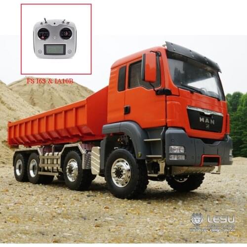LESU 1/14 Scale MAN TGS 8*8 Hydraulic Dumper Truck RC Roll On/Off Tipper Radio Painted Deep Orange Painting THZH0343-SMT2