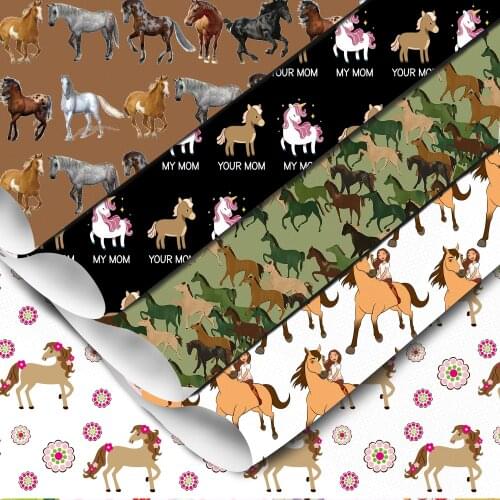 20*33cm Animal Horse Boys Girls Litchi Faux Synthetic Leather Sheets For Hair Bows Earrings Handbag Vinyl Accessory