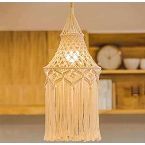 Handmade Macrame Lamp Shade Tapestry Tassel Hanging Lamp Cover Bohemian Chandelier Light Cover Home Decoration