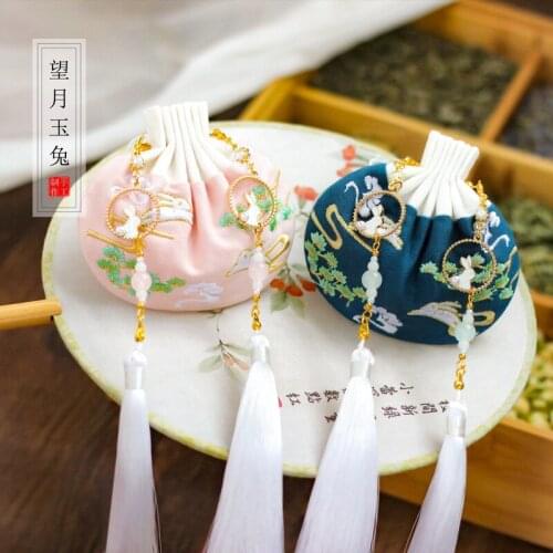 Rabbit Sachet Embroidery Tassel Cross-stitch Handmade Finished Product Sachets Pendant Pouch Stitch for Needlework Antiquity