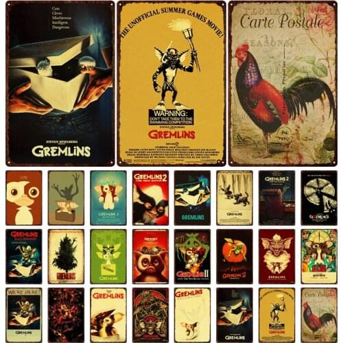 Retro Gremlins Animals Metal Sign Plaque Sawmill Sign Metal Vintage Tin Sign Wall Art Plate Decoration for Bar Pub Club Room