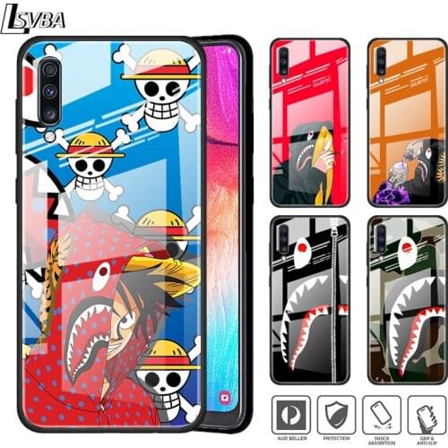 Fashion Cartoon Shark Head For Samsung A01 A11 A21S A31 A41 A51 A52 A71 A72 A81 A91 5G Tempered Glass Phone Case