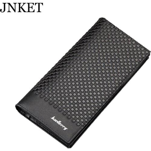 JNKET New Fashion Mens PU Leather Long Wallet Two Folded Wallet Billfold Bank/ID Card Holder Wallet