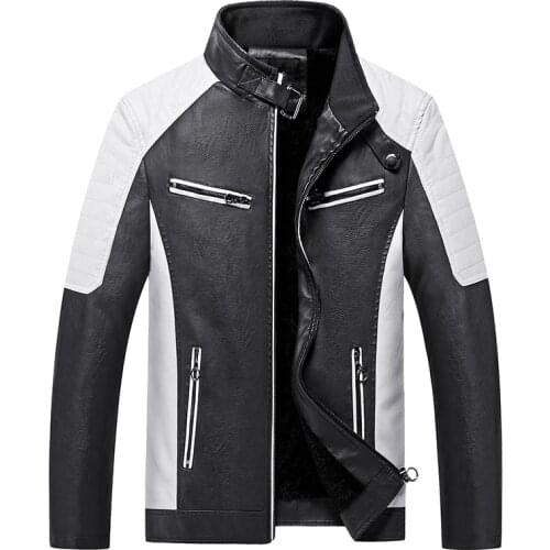 Mens Leather Jackets Autumn Winter New Mens Leather Jacket Coat Men Casual Stand collar Thicken Motorcycle Leather Coat Jaqueta