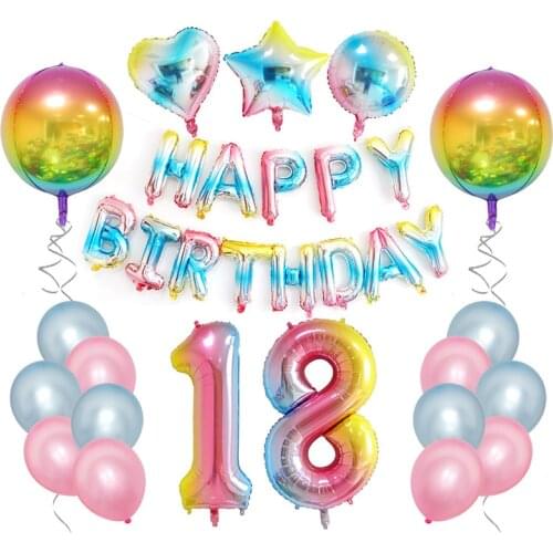 32pcs/set star 32inch Gradually discolored number and Latex Balloon Suit combination birthday party decorations baby show globos