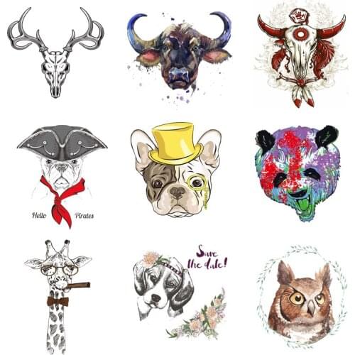 Iron-on Transfers for Clothing Ironing Patches Animals Stickers Diy Badges Patch Flex Fusible Transfer Vinyl Adhesive Stripe A