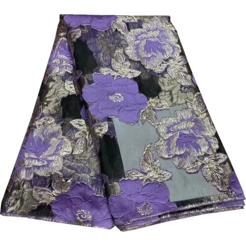 New Autumn purple And Silver Flower Brocade Jacquard Clothing Handmade Fabric Dress YY-130