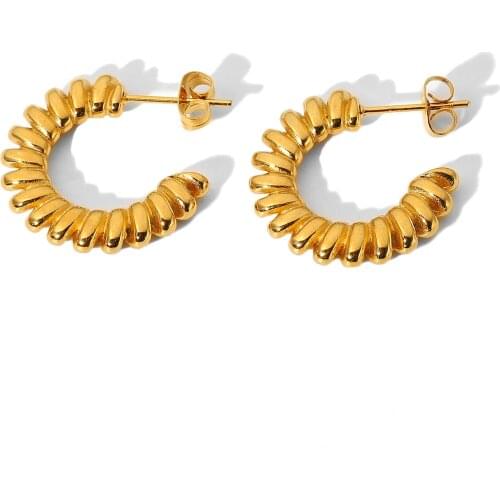 New Arrival Screw Cable Twisted Ear Ring CC Studs Women Earring Jewelry Stainless Steel Gold Hoop Earrings For Fashion Style