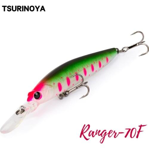 TSURINOYA DW68 70F Floating Minnow Fishing Lure 70mm 5.2g Wobbler Crankbait Plastic Bait Fishing Tackle for Bass Trout Leurre
