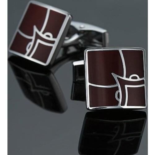 Premium Enamel Cufflinks brand new fashion jewelry wine red Cufflinks mens wedding shirt suit badge pin gift