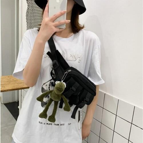 Hip Hop Japanese Simple Crossbody Pack Harajuku Girls Messenger Bag Korean Style women Retro Canvas Chest Bag Female Student