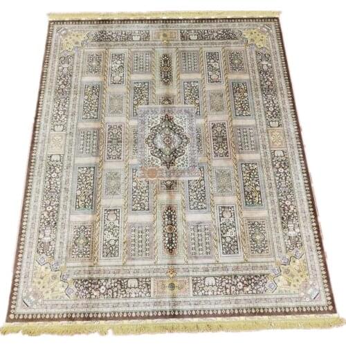 Seeykeep™ 8.3x10.2ft Rectangle Pure Silk Handknotted Oriental Classic Tawny Garden Trellis Rug-SK3036202