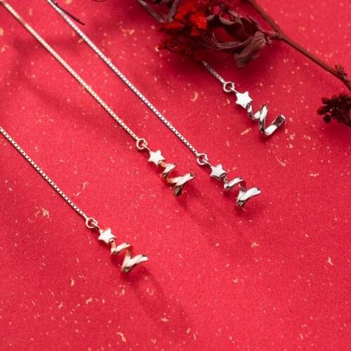 Modian Trendy 925 Sterling Sliver Star Geometric Wave Shape Box Chain Long Drop Dangle Earring for Women Original Fine Jewelry