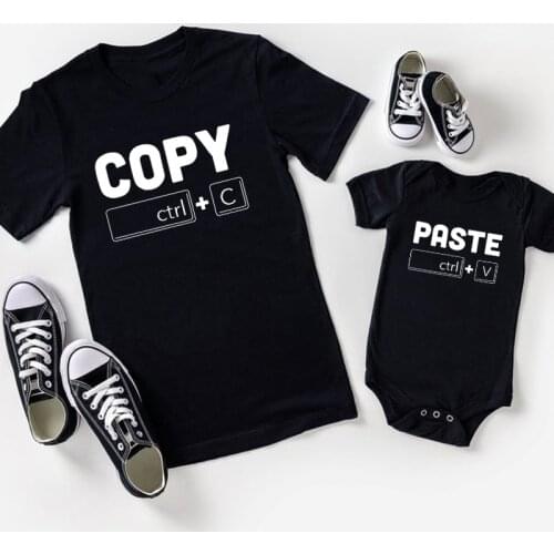 Copy Paste Funny Family Matching Outfits Clothes Short Sleeve Cotton Father Mother Daughter Son Family Look Tshirts Baby Rompers