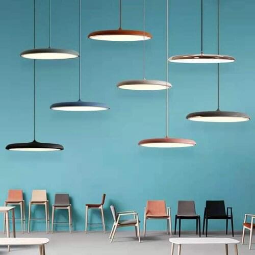 Modern LED Pendant Light Art Design Round Plate Suspension Lamp For Dining Room Living Room Bedroom Table Study Hanging Lamp