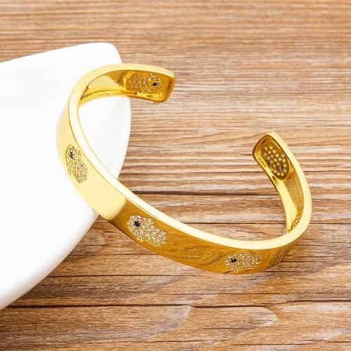 Turkish Hand Evil Eye Cuff Adjustable Bangle Jewelry Opening Fashion CZ Charm Punk Bracelet For Women Girl Party Wedding Jewelry