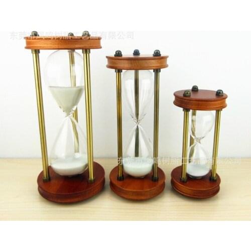 Solid Wood Round Type 60 Minutes Hourglass Display European Furniture Jewelry Living Room Wine Cabinet Crafts Home Decoration