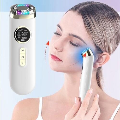 Ultrasonic EMS Sonic Cleanser Red & Blue LED light Beauty Device RF Radio Frequency Instrument Face Eye Machine Face Massager