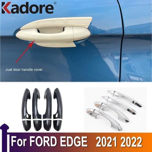 Exterior Accessories Styling For ford edge 2021 2022 ABS Carbon Fiber Door Handle Cover Trims Car Decoration ABS Chrome