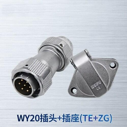 WY20 TE/ZG Multi Core 2 3 4 5 7 9 12 15 Pin Waterproof Connector Male Aviation Plug Female Socket Flip Cap Panel Power Adapter
