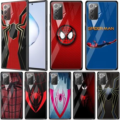 Spider Man Logo Tempered Glass For Samsung Galaxy Note 20 Ultra 10 9 8 Plus Lite A70 A50 A40 A30 A20 A10 Phone Case