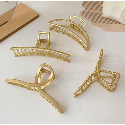 Simple Large Size Shark Clip Chic Geometric Barrettes Metal Catch Clip Ponytail Clip Hollow Out Hair Claws Headdress Accessories
