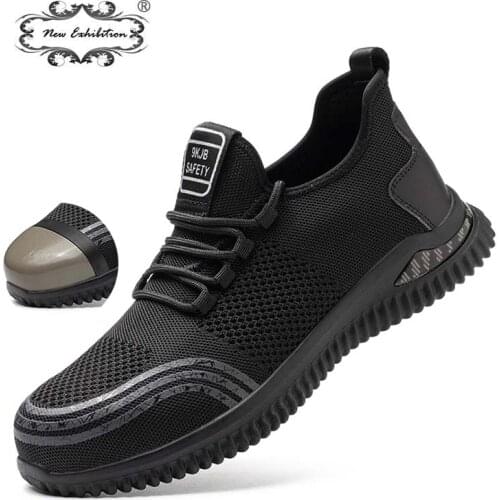 New exhibition Safety Work Boots Men Breathable Mesh Work Shoes Steel Toe Puncture-proof Indestructible Safety Mens Sneaker 2021