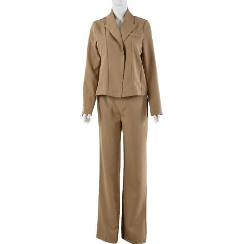 Autumn Winter High Waist Suit Women European American Womens Long-Sleeved V-neck Cardigan Temperament Top And Trousers Suit