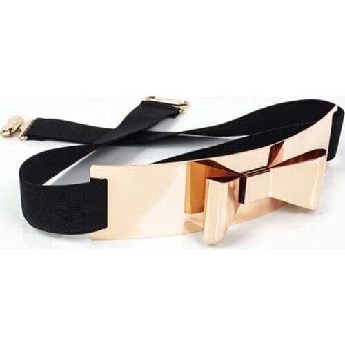 Womens Belt Full Metal Bow Decoration Skinny Butterfly Leather Waist Belt for Slim and Narrow Dress XIN-Shipping